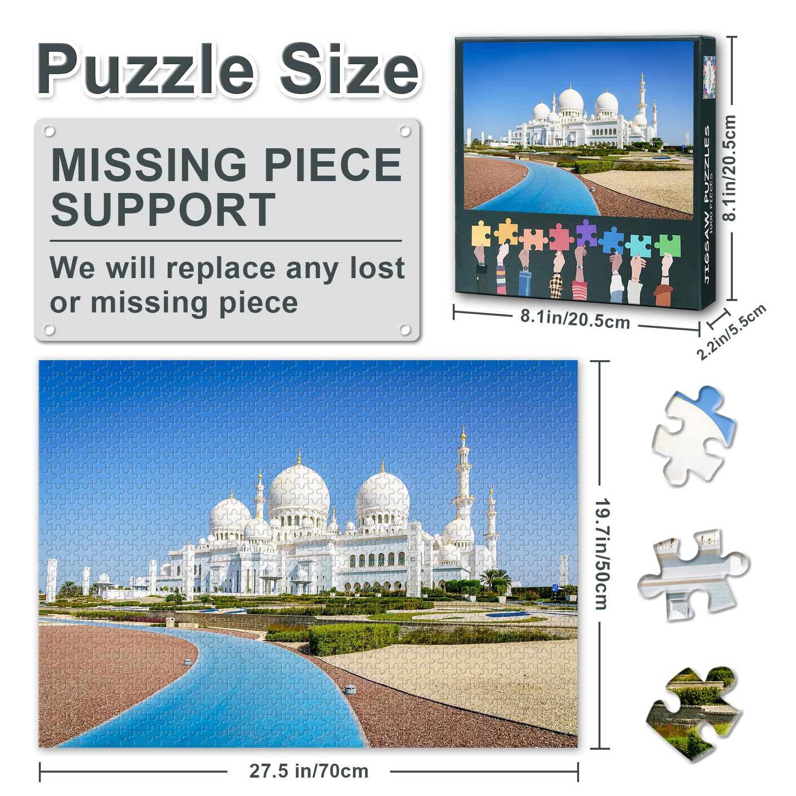 Puzzles for Adults 1000 Pieces, UAE Landmark Mosque Jigsaw Puzzles - Image 2