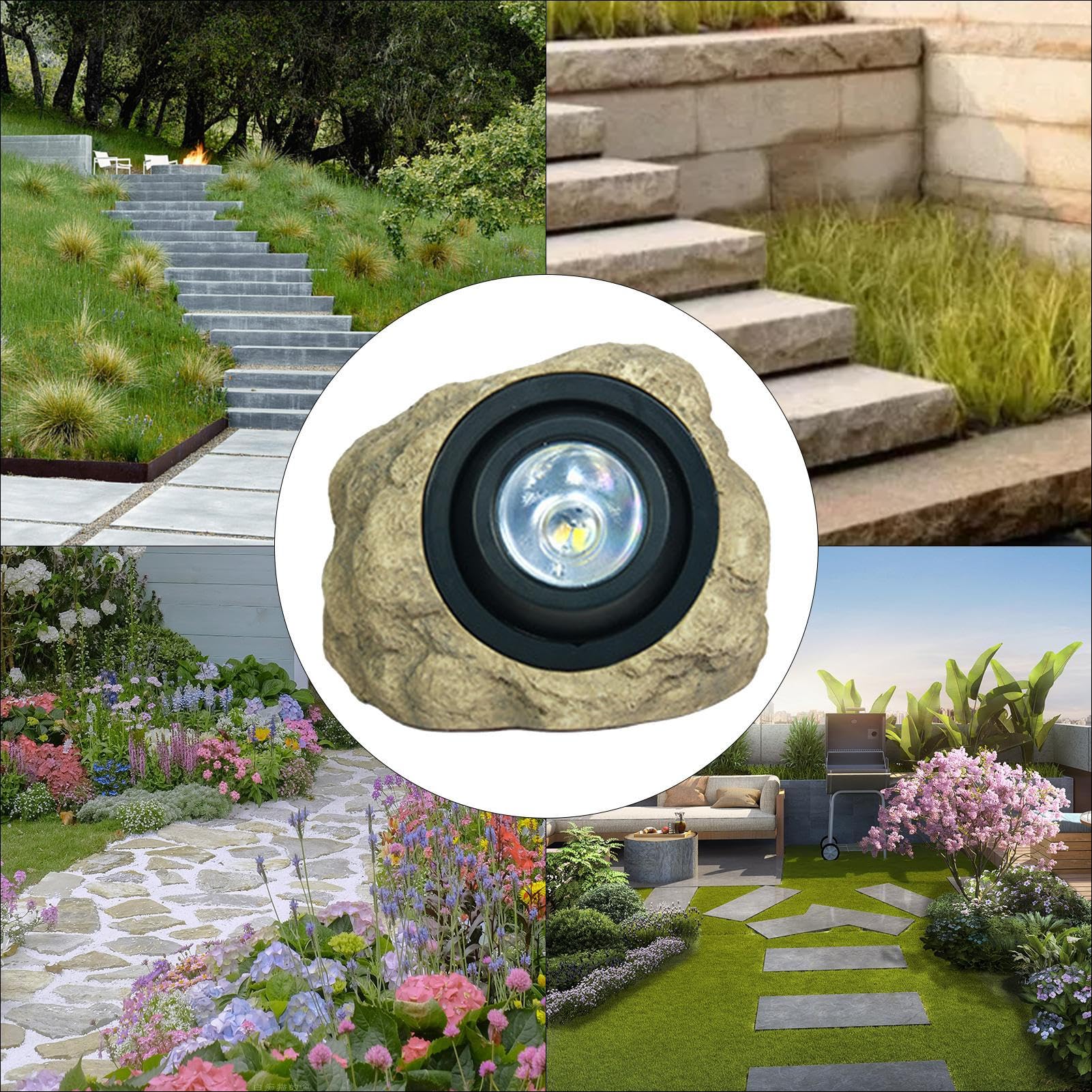 da giardino, per esterni, illuminazione solare per paesaggi rocciosi, illuminazione solare decorativa impermeabile per il giardino