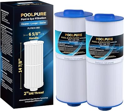 POOLPURE J300 Spa Filter Replaces PJW60TL-F2S, Jacuzzi Filters J-300, J400, Unicel 6CH-960, Filbur FC-2800, 6540-476, 6540-383, Hot Tub Filter with Closed HandleNot be Removed 2 Pack