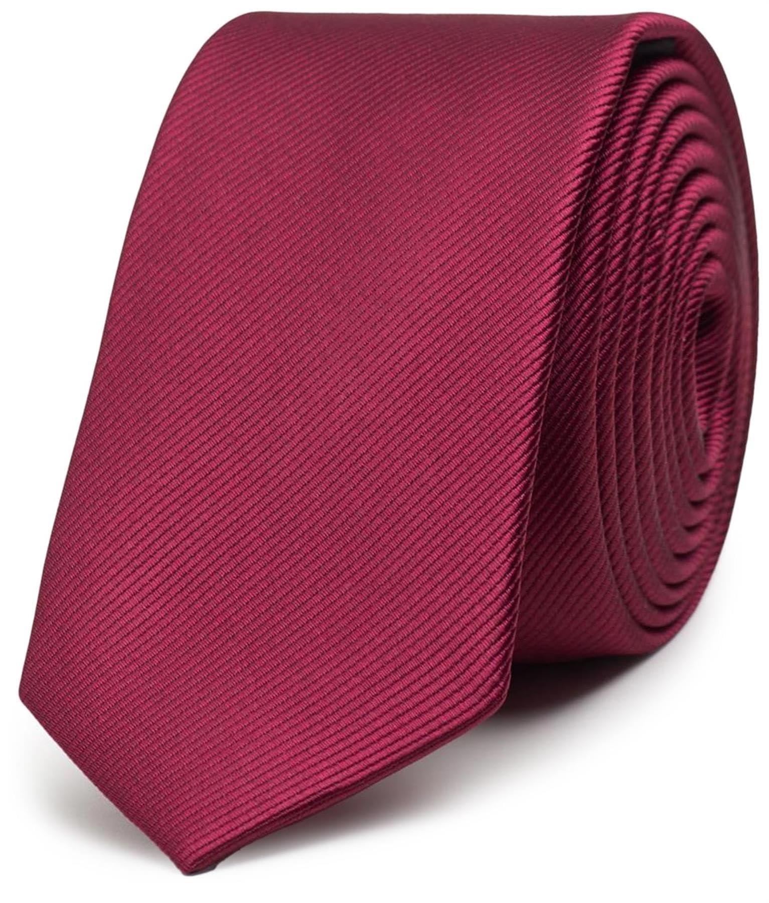 Roco Boys Burgundy Slim Plain Skinny Tie With Diagonal Rib