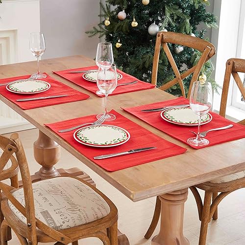 Miniatura 2 de IZOD - Manteles individuales, accesorios decorativos de mesa, decoración del hogar navideño, juego de 4 (colección Chadwick)