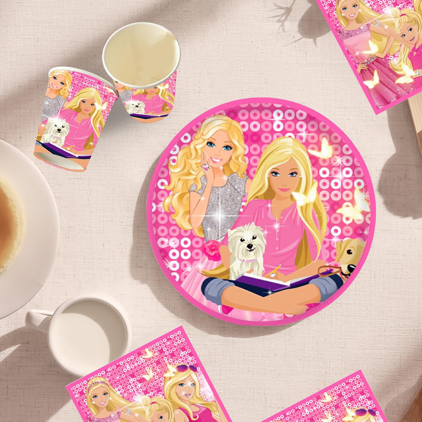 Set Stoviglie Party Principessa Barbie - 41 Pezzi Per 10 Ospiti - Piatti, Bicchieri E Tovaglioli - Foto 7