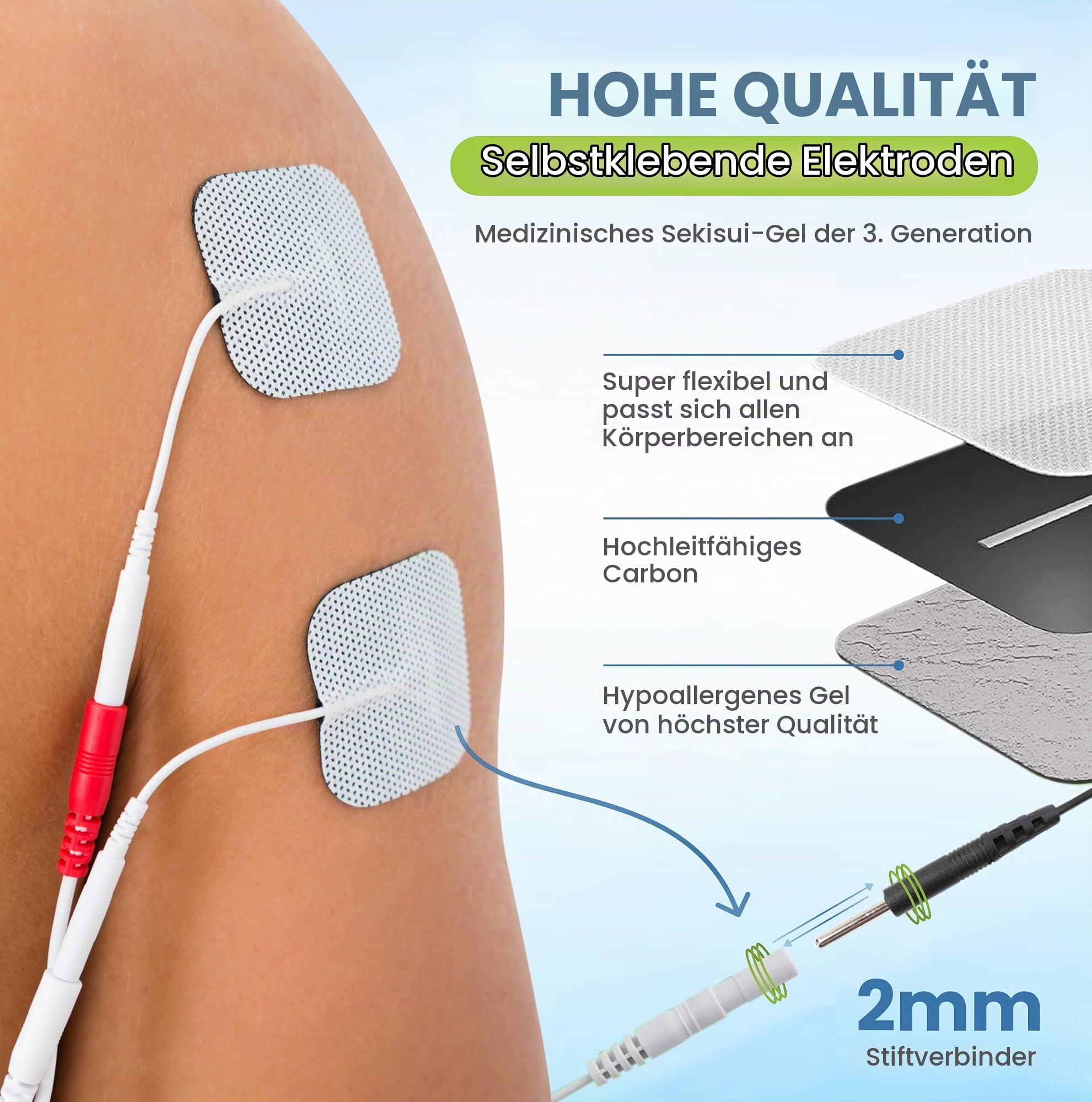TENS Gerät, Set inkl. 8 high quality Elektroden Pads, zur Nerven- und Schmerzbehandlung
