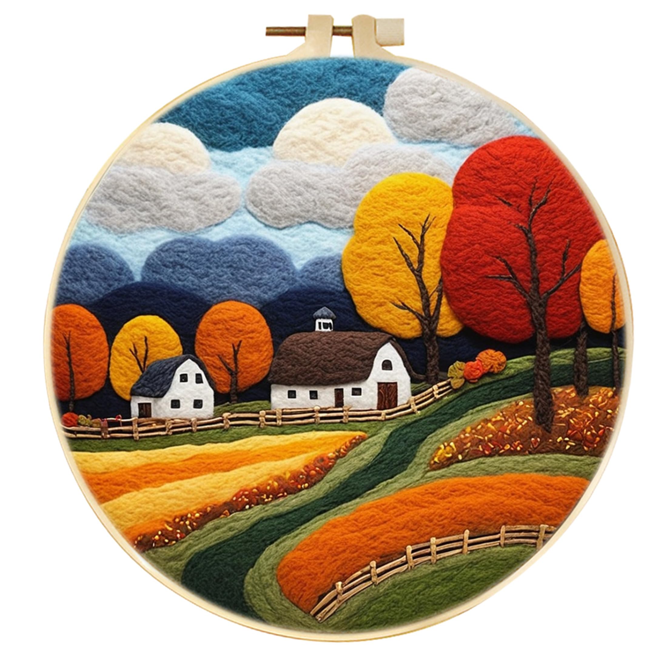 SARBUTER Needle Felting Kits, DIY Wool Felt Starer Needle Felting Kits for Beginners ，Suitable for Giftware Home Decoration (Autumn Village)