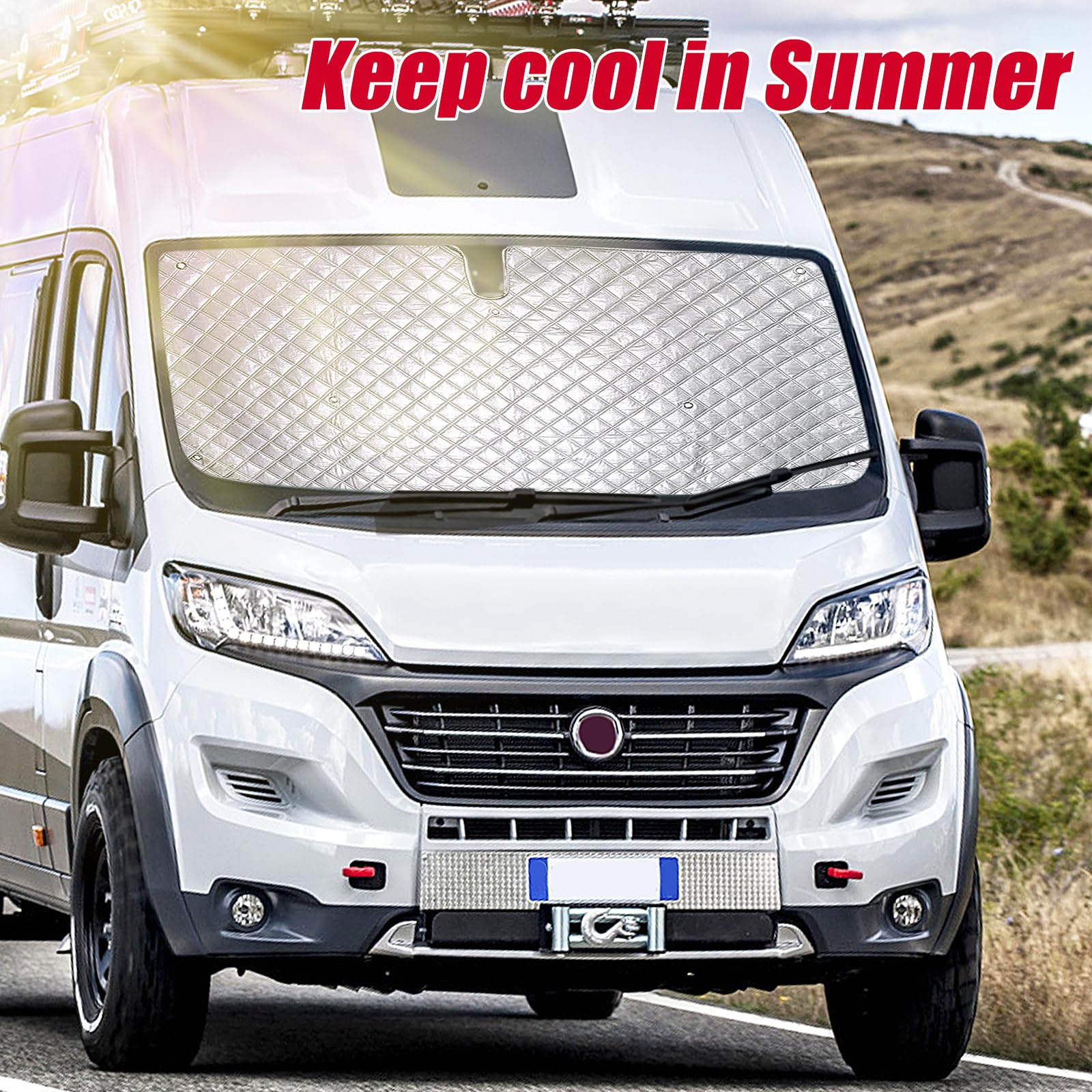 Lot de 3 stores thermiques internes pour Fiat Ducato 06-24 Peugeot Boxer Citroën - Protection contre les UV - Pour camping-car, camping-car