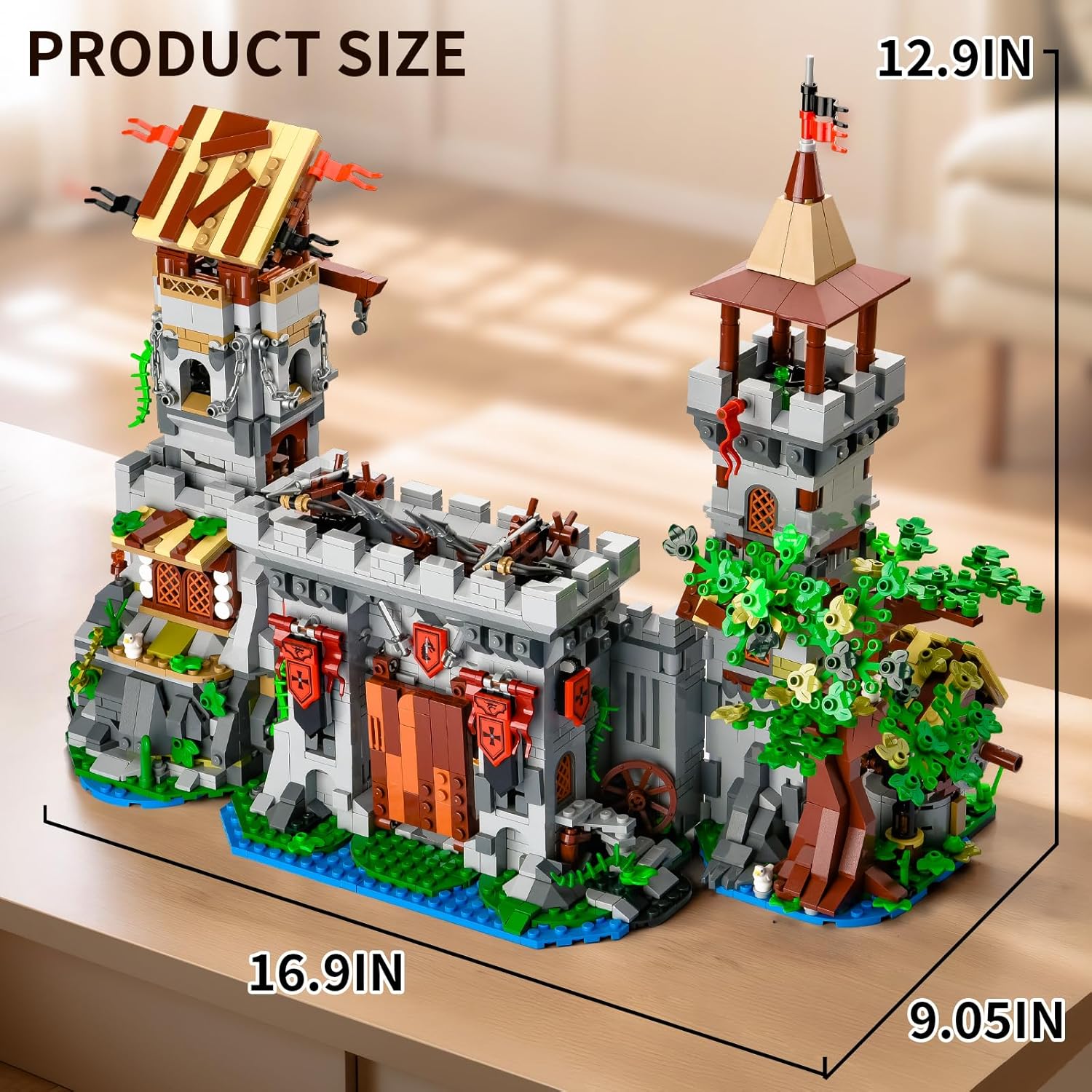 BNG Medieval Castle Building Set for Adult,2 in 1 Knights Castle Building Blocks,House Architecture Collection Toy,Home Office Decor and Creative Gift for Teen 14+(2568PCS)