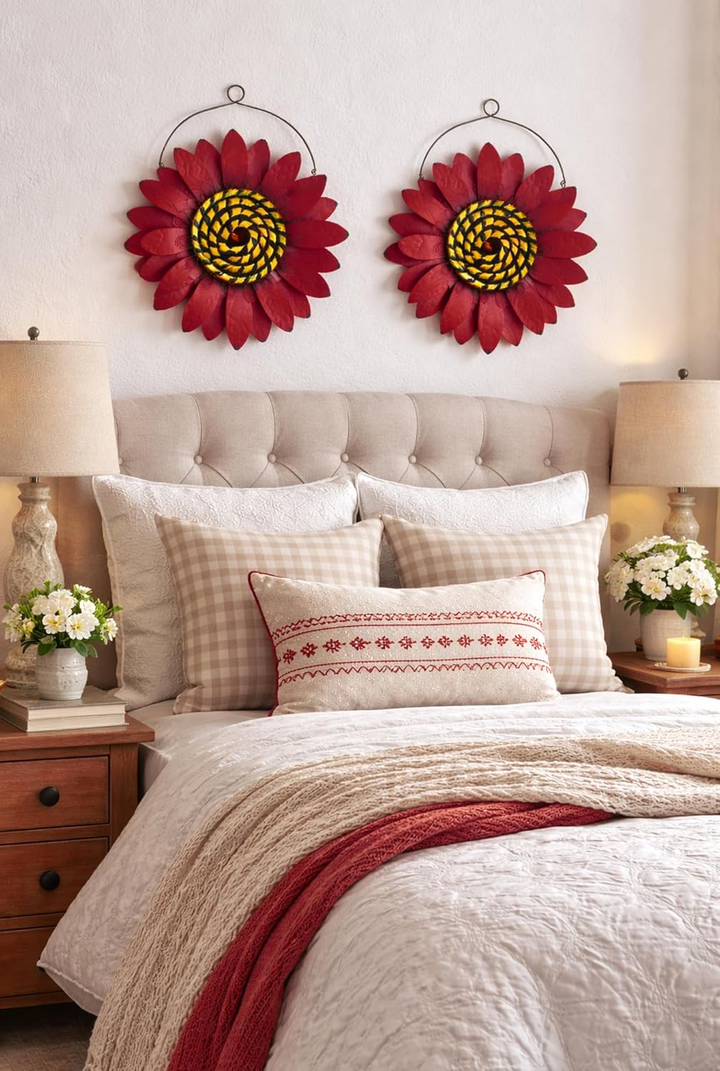 Set of 2 Metal Sunflower Wall Decor 11.5 Inch Layered Indoor Outdoor Garden Patio Wall Art