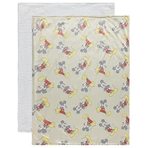 Disney Manta de visón y sherpa de doble cara con personajes mullidos, ultra suave y afelpada, manta para recién nacidos, mide 30 x 40 pulgadas