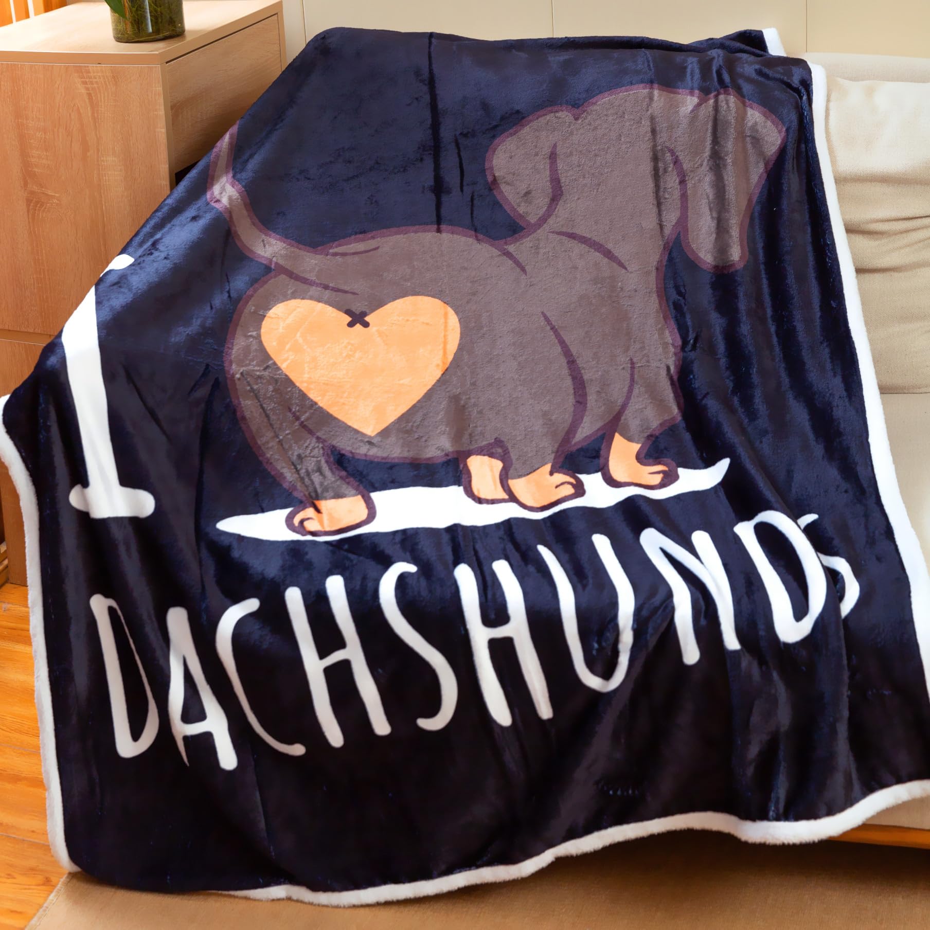 Famitile Dachshund Blanket, I Love Dachshunds Soft Flannel Throw Cozy Wiener Dog Blankets Animal Stuffed Gifts for Women Dog Lovers (Dachshund 4, 47