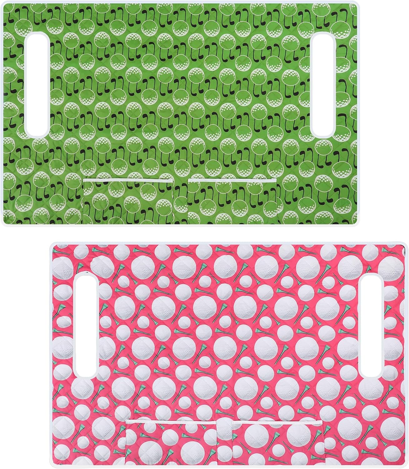 2 Pack Golf Cart Seat Covers Funny Seat Towel Blanket with 2 Large Front Pockets & Non Slip Backing Universal Fit for 2 Person Golf Cart 52" x 30"