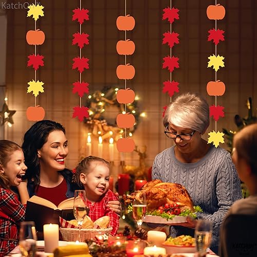Miniatura 8 de KatchOn Guirnalda de hojas de otoño, 5 cuerdas, 10 pies, decoración de hojas de arce artificiales para otoño y Acción de Gracias