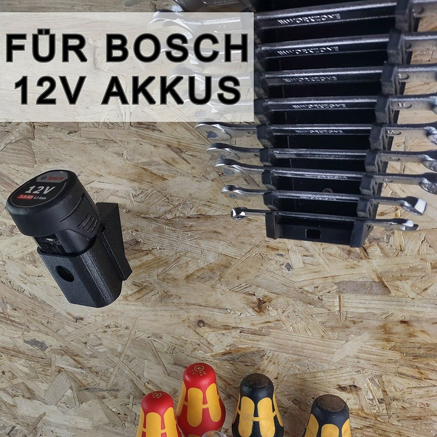 Lot de 3 supports muraux pour batterie 10,8 V 12 V pour Bosch GBA GSR Dremel