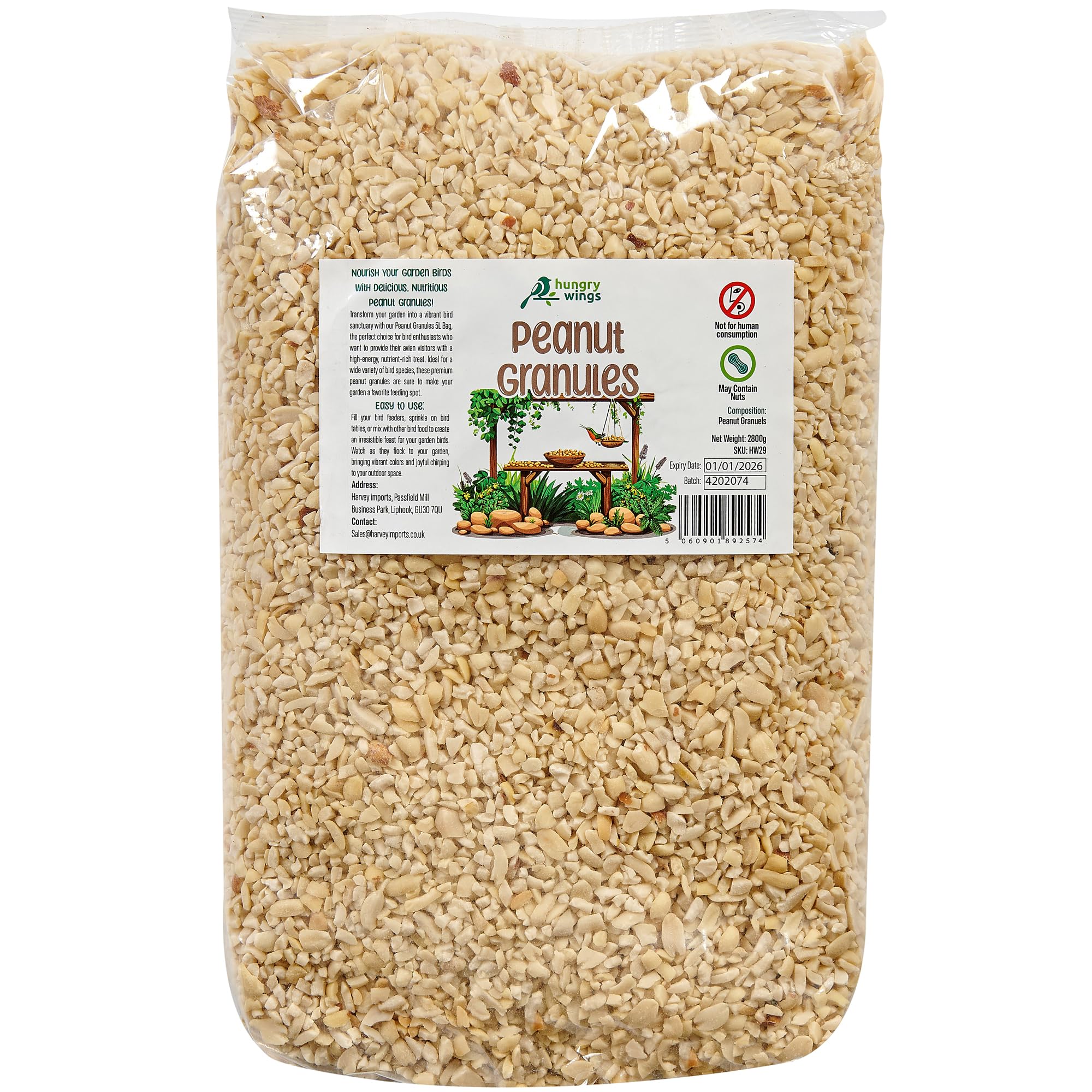 Premium Wild Bird Food 5L Refill, (5L Bag, Peanut Granuels)