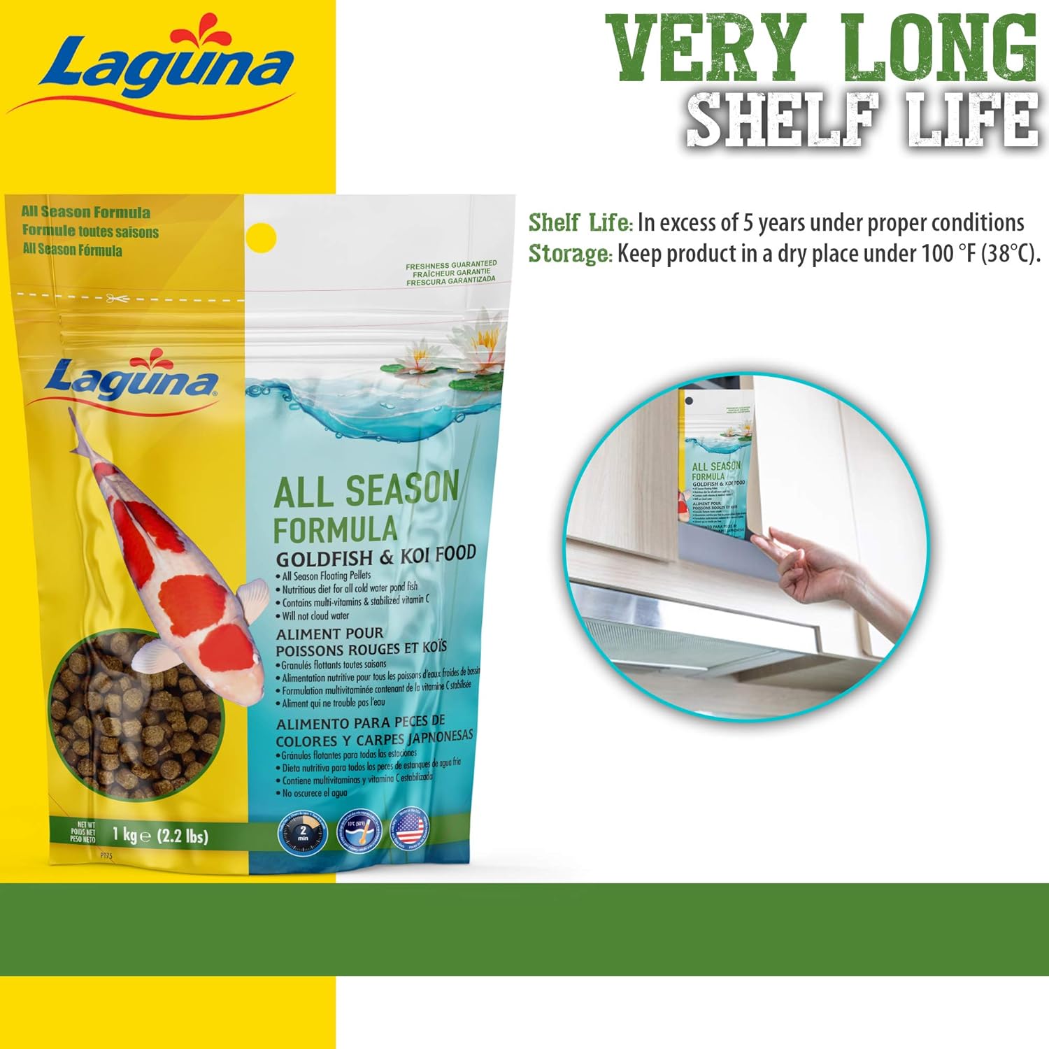 Laguna Alimento flotante para peces dorados y koi, 2.2 libras – Yaxa ...
