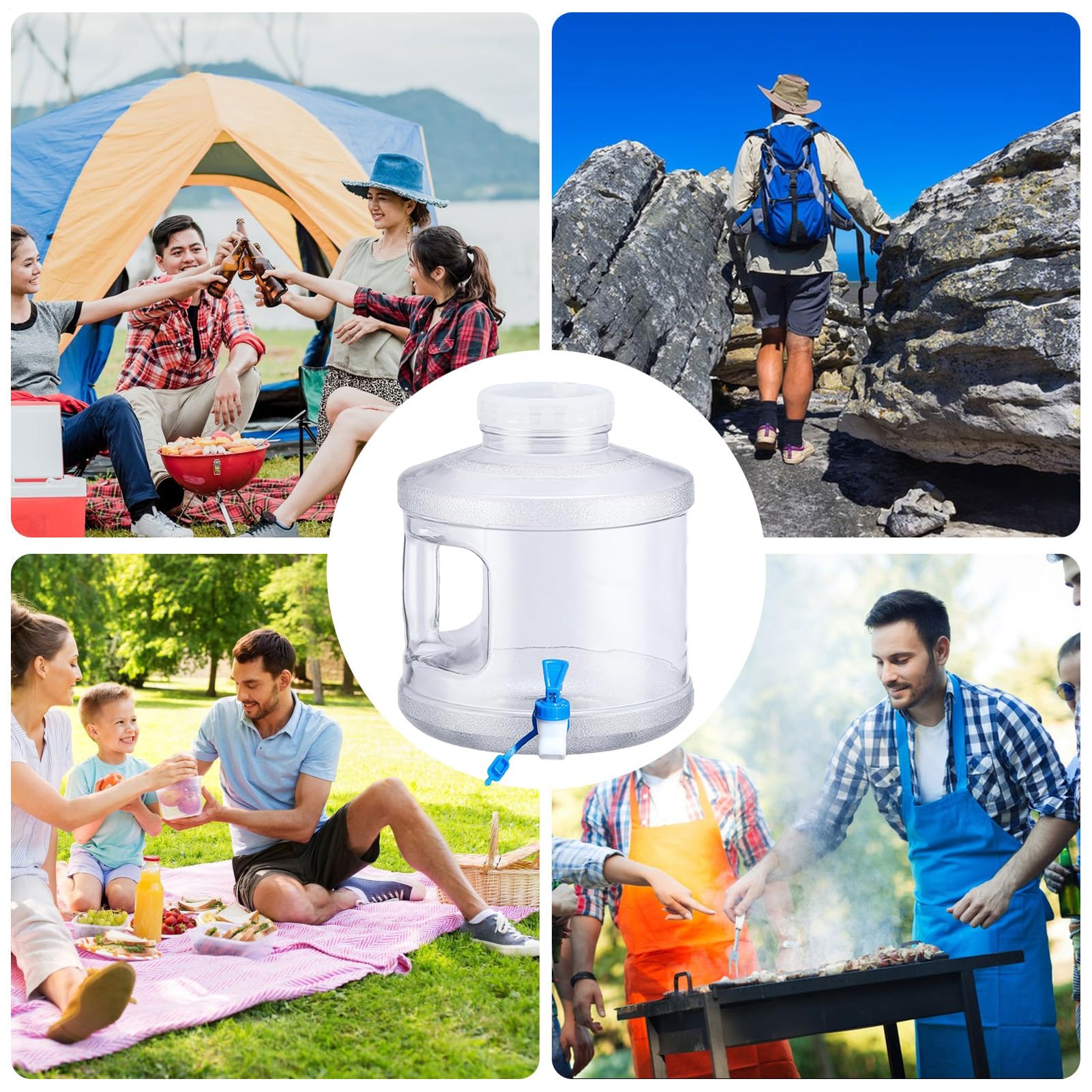 Tanque De Agua para Camping 7.5 litros Garrafa Portátil Transparente para