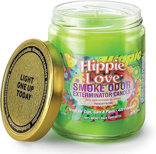 Miniatura 3 de Smoke Odor Exterminator Velas en tarro de 13 onzas, amor hippie, (3) juego de tres velas.