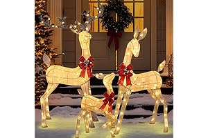 Super Large 3-Piece Outdoor Christmas Reindeer Decoration Family Set with LED Light