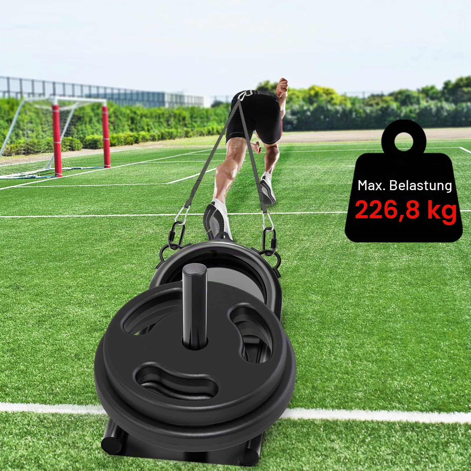 Kipika Gewichtsschlitten für Workout und Fitness Krafttraining - Für athletische Übungen, Geschwindigkeitsverbesserung, leicht durch Hindernisse, geeignet für 2,5 cm Hantelscheibe