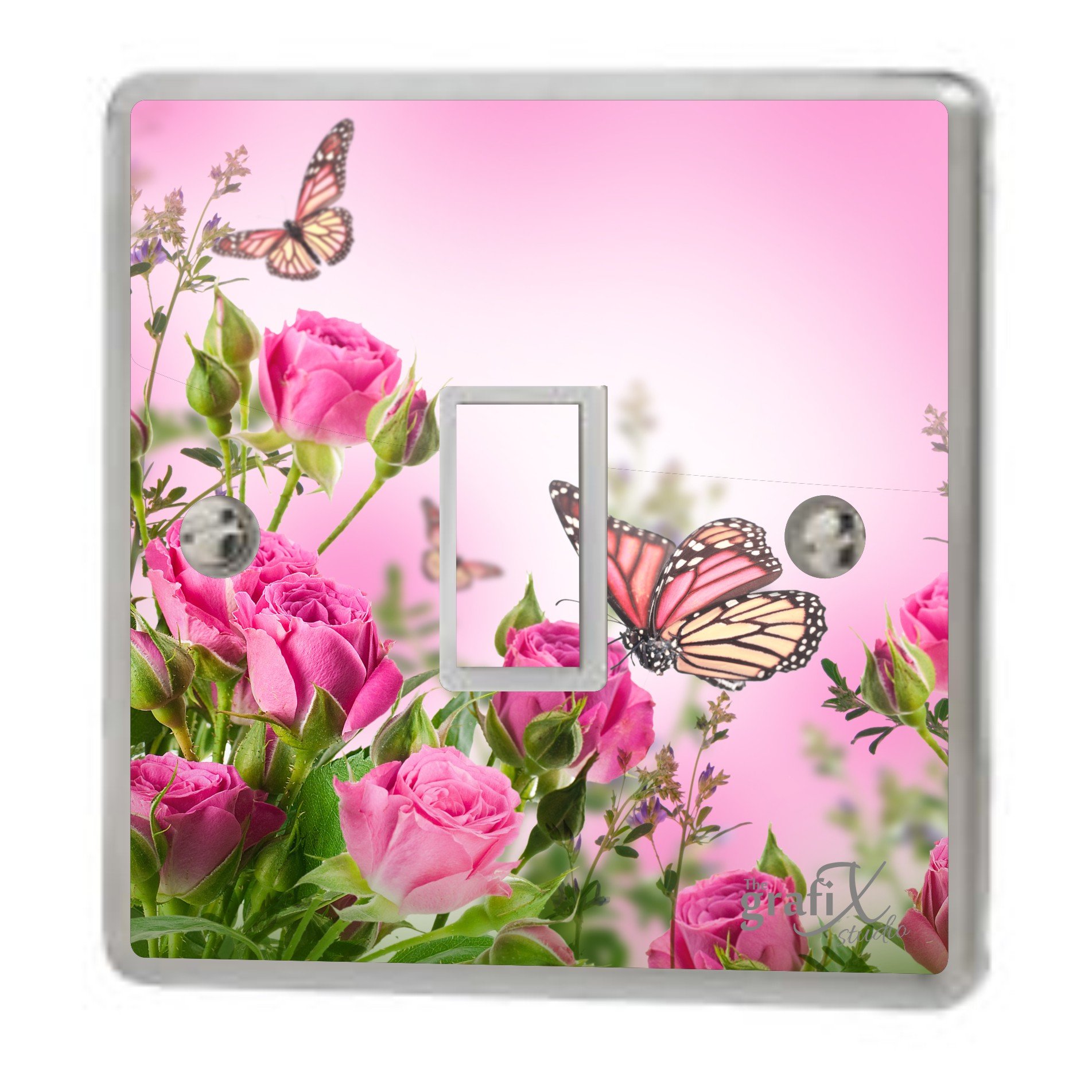 Flower & Butterflies Light Switch & Double Sticker Vinyl/Skin Cover sw101