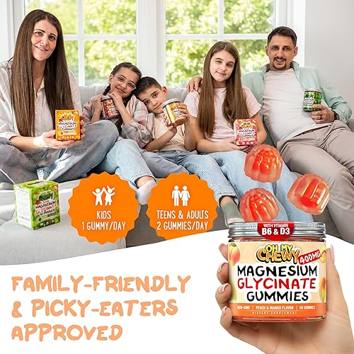 Miniatura 7 de Gomitas de glicinato de magnesio rellenas en el centro de 400 mg  Alta absorción para niños, adolescentes y adultos  Suplemento para dormir, calma y