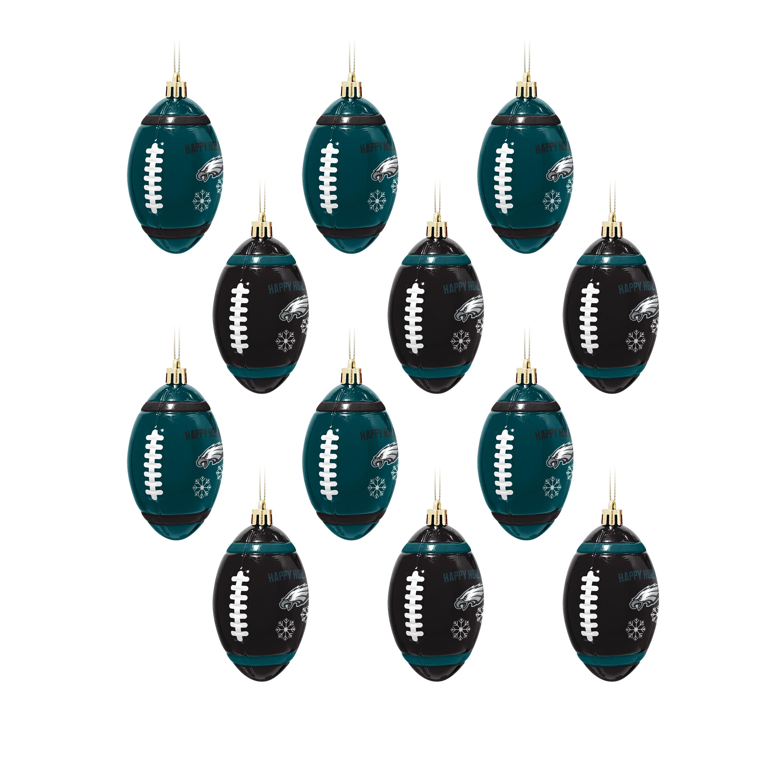 FOCO Philadelphia Eagles NFL 12 Pack Football Ornament Set
