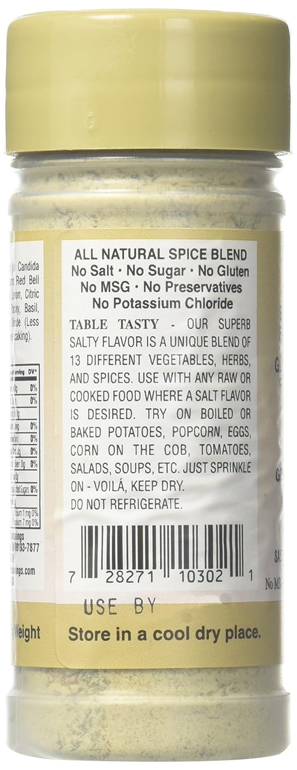 Benson's - Table Tasty Salt Substitute - No Potassium Chloride Salt Substitute - No Bitter After Taste - Good Flavor - No Sodium Salt Alternative - New Size 3 oz Bottle With Shaker Top : Salt And Salt Substitutes : Grocery & Gourmet Food