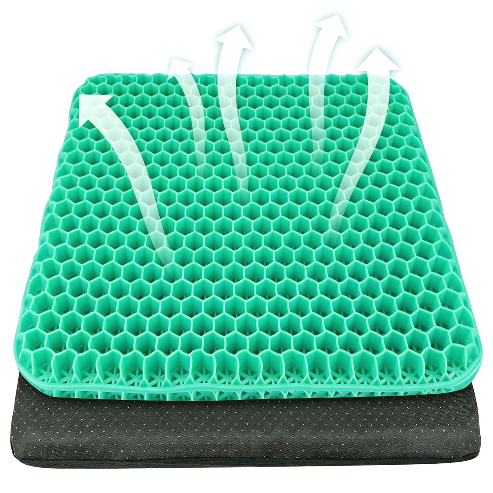 Gel Seat Cushion - Soft Sitter Honeycomb Cushions Double Thick Gel Cushion with Cloth Cover, Cooling & Ergonomic Support Pressure Cushion, for Office Chair, Wheelchair and Car Seat Pads- 42x36x3.5cm