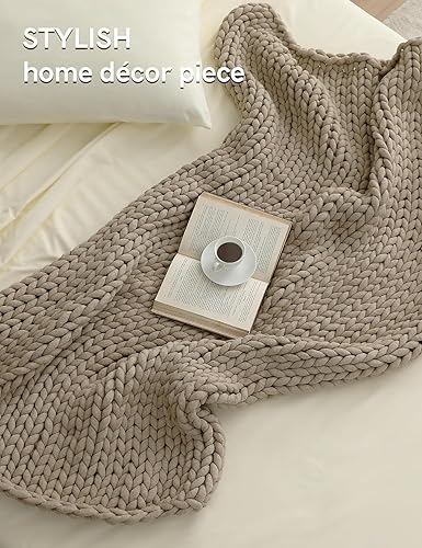 Miniatura 3 de YnM Manta gruesa, de peso medio, tejida a mano, agradable al tacto, ventilada y transpirable, lavable a máquina, pieza de decoración del hogar para