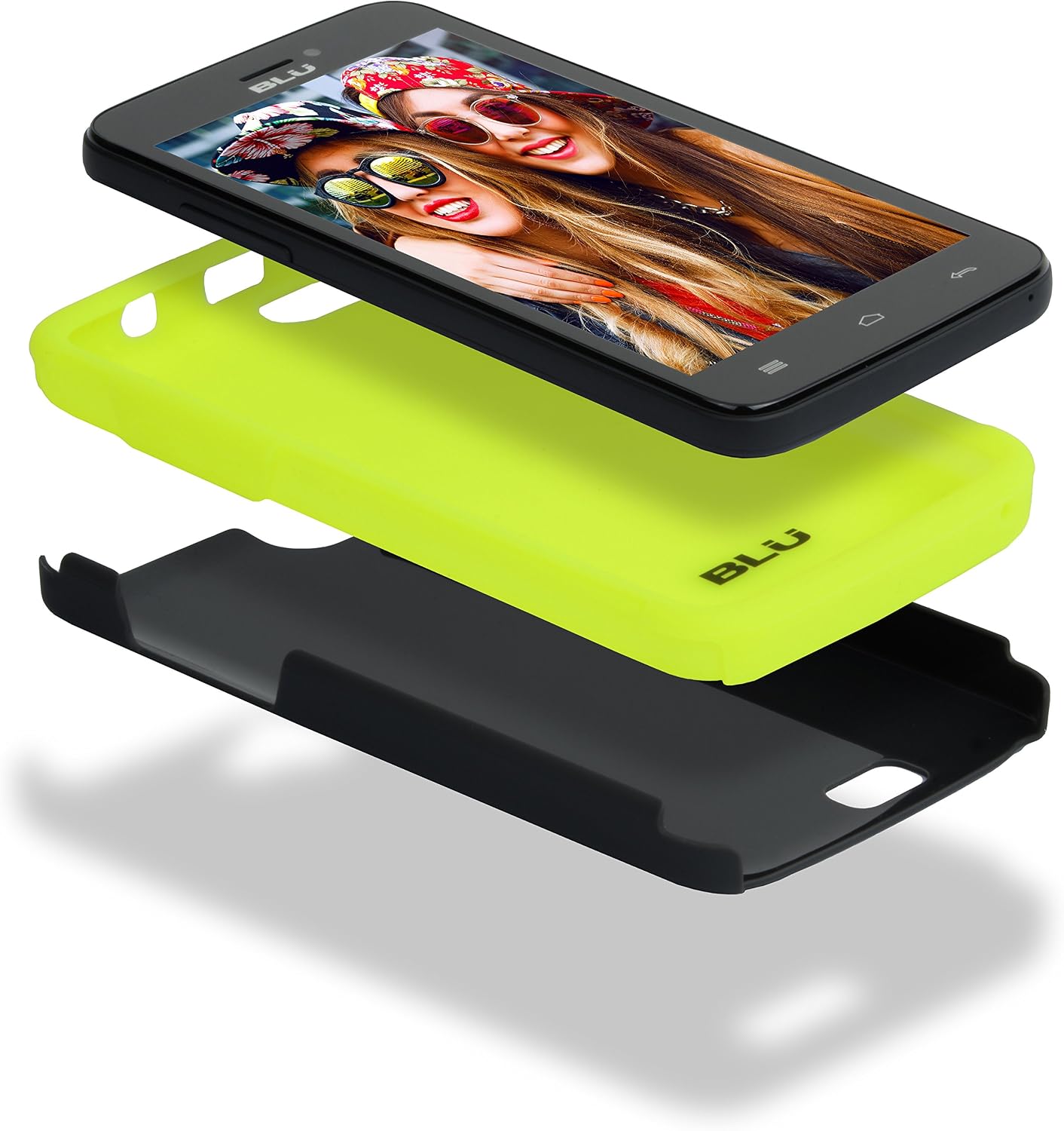 BLU ArmorFlex PC+silicon case for Studio 5.0C and Studio 5.0CE - Carrying Case - Retail Packaging - Black+NeonYellow