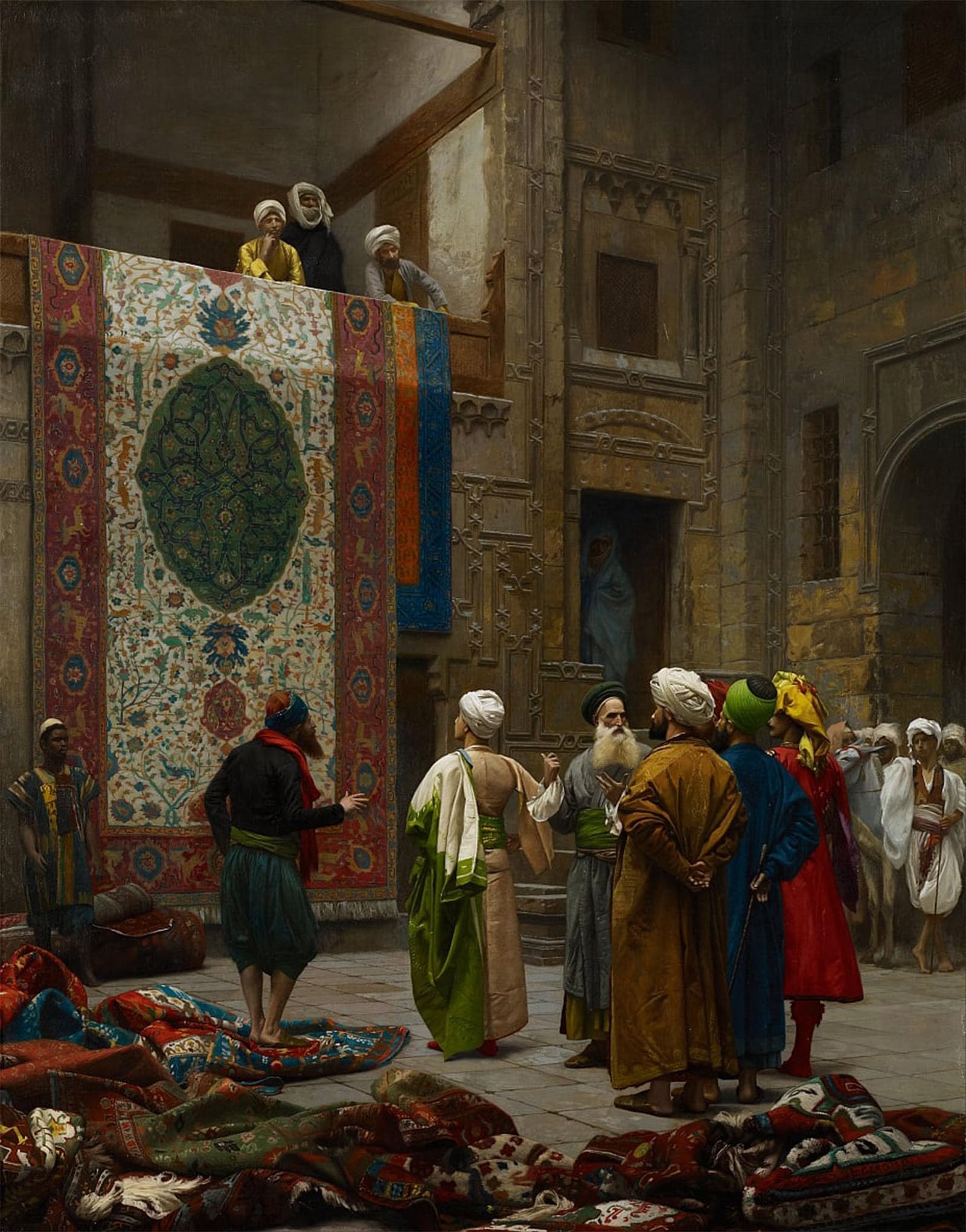 SERENDIPITP Retro Picture Poster Wall Art Pictures Painting the Carpet Merchant by Jean Leon Gerome Wall Art Canvas Print for Wall Decor 60x90cm