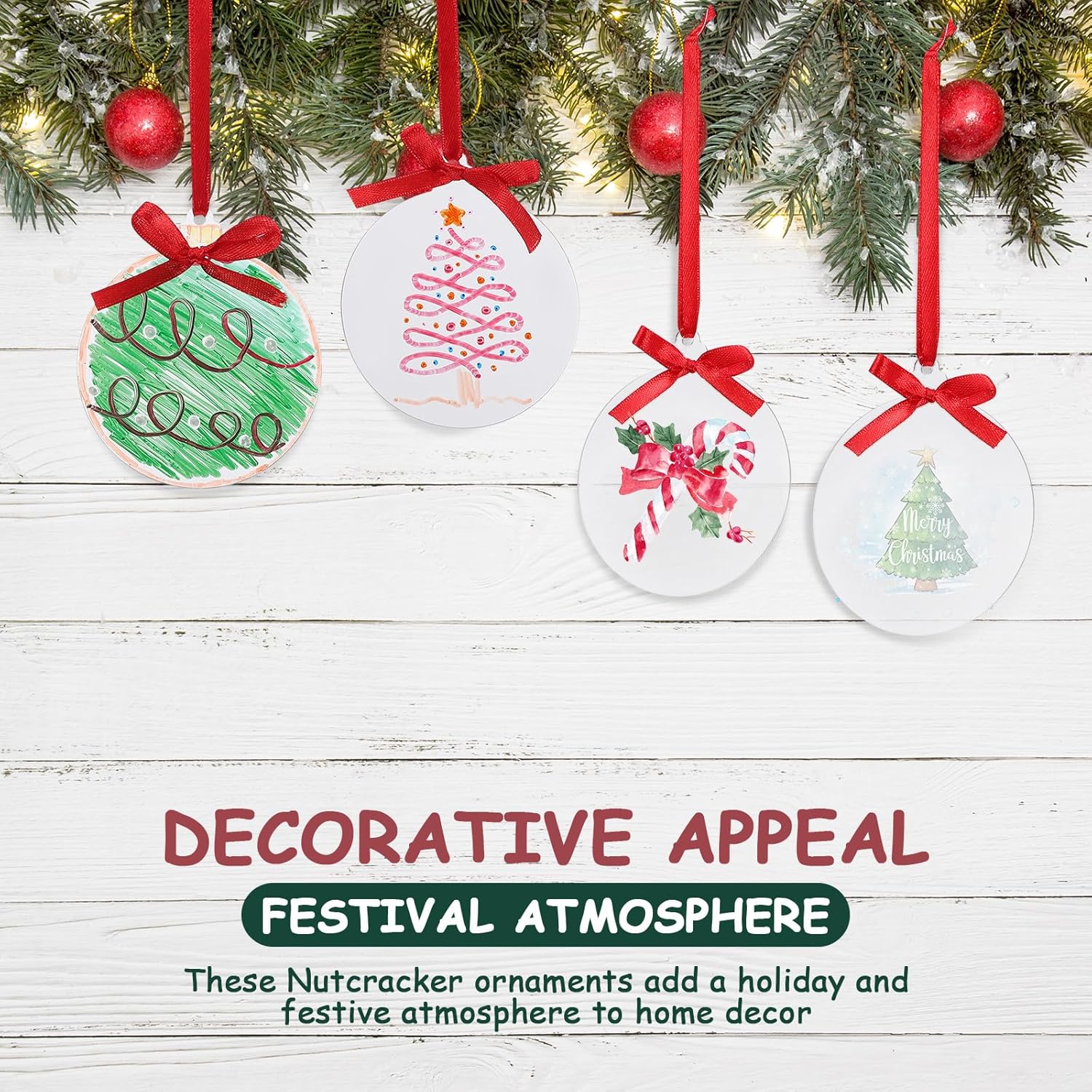 SOLUSTRE Round Acrylic Blanks Ornament: 3 Inch Clear Acrylic Discs for DIY Craft, 18 Pcs Christmas Ornament Circle Keychains Blanks with Craft Rope, Holiday Tree Hanging Decor