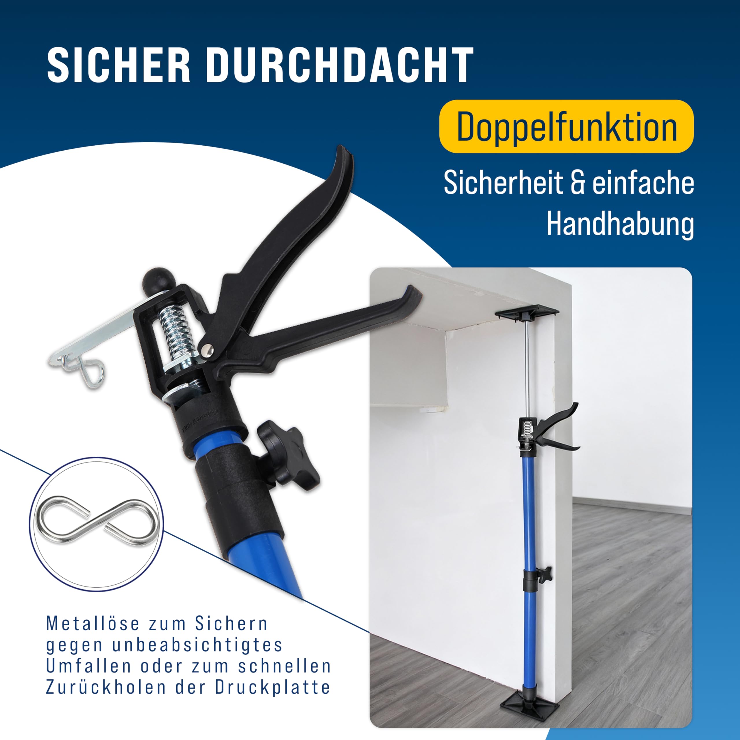 Deuba Supporto a Soffitto Set da 2 Regolabile da 115 a 290 centimetri Carico Massimo 30 chili Morsetto Telaio Parete