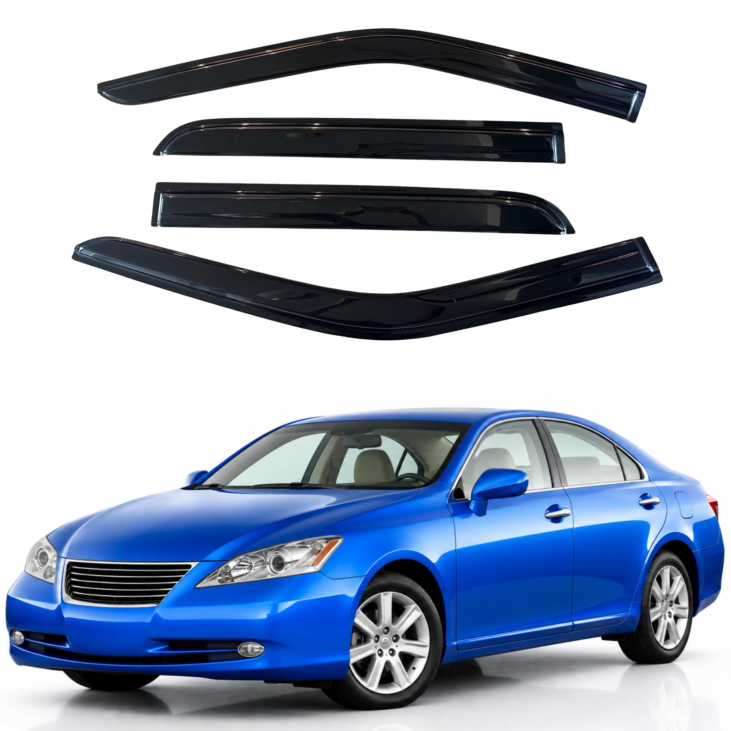 IG Window Visors Fit for 2007-2012 Lexus ES350, Out-Channel Rain Guards Vent Wind Deflectors 4PC, Car Accessories for 07-12 Lexus ES Series