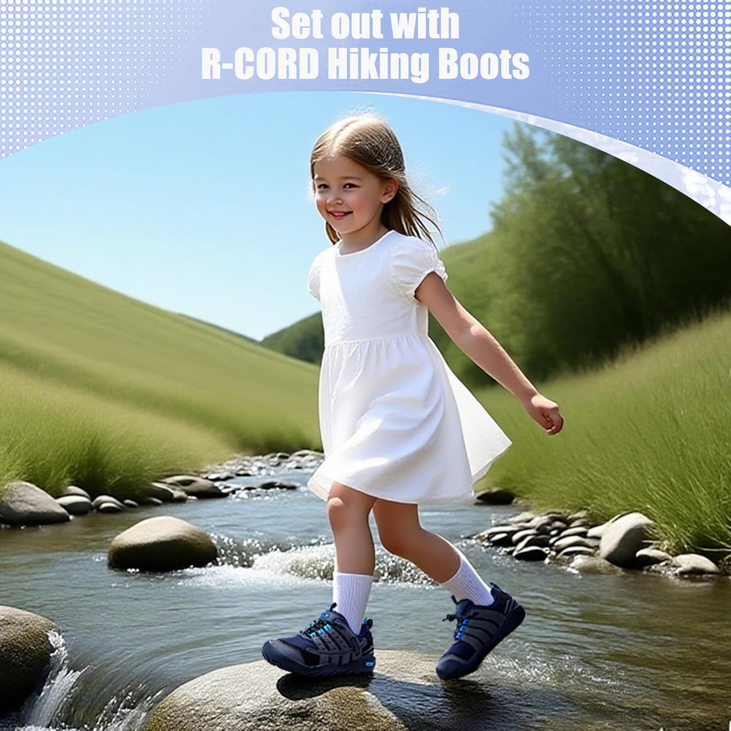 EQW Kids Waterproof Hiking Shoes for Boys & Girls Wide Toe-Box Hike Trekking Trails Shoes