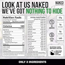 NAKED Chocolate Whey 1LB - All Natural Grass Fed Whey Protein Powder, Organic Cacao, and Coconut Sugar - No GMO, No Soy, and Gluten Free, Aid Growth and Recovery - 12 Servings