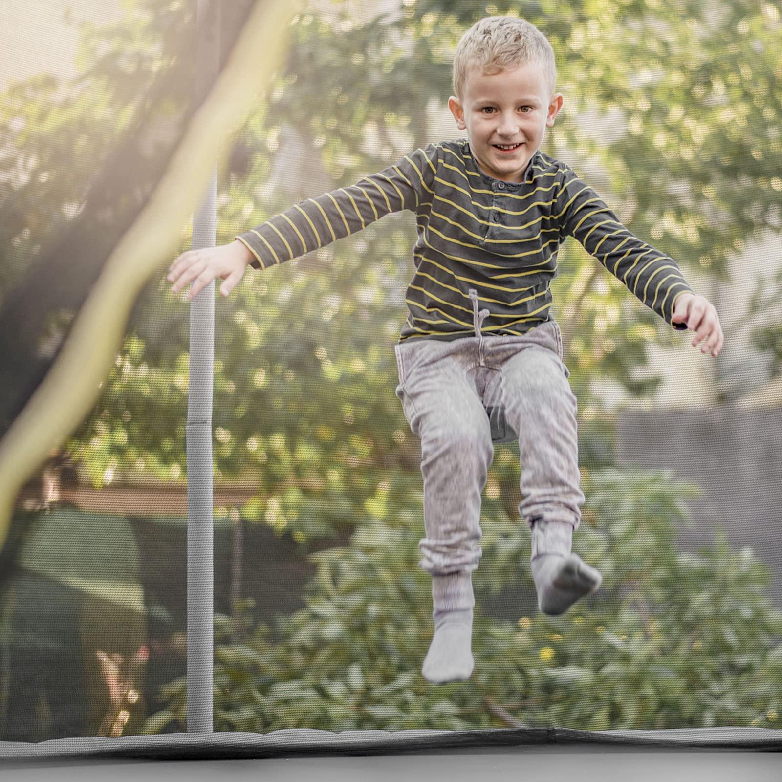 COSTWAY Ø244 /305/366 /427/457 /487cm Trampolin Sicherheitsnetz für Gartentrampoline, Ersatznetz innenliegend mit Reißverschluss und Schnallen, für 6/8 Stangen, Netzhöhe 180 cm
