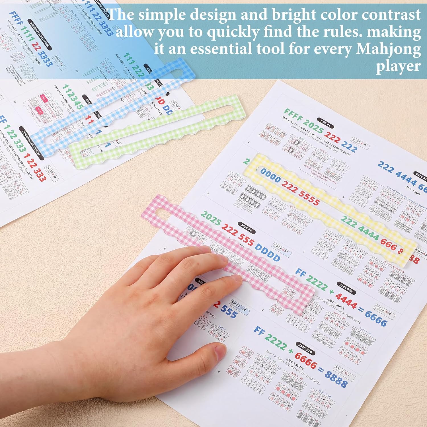 Pastel Gingham scalloped Mahjong line readers (detail)
