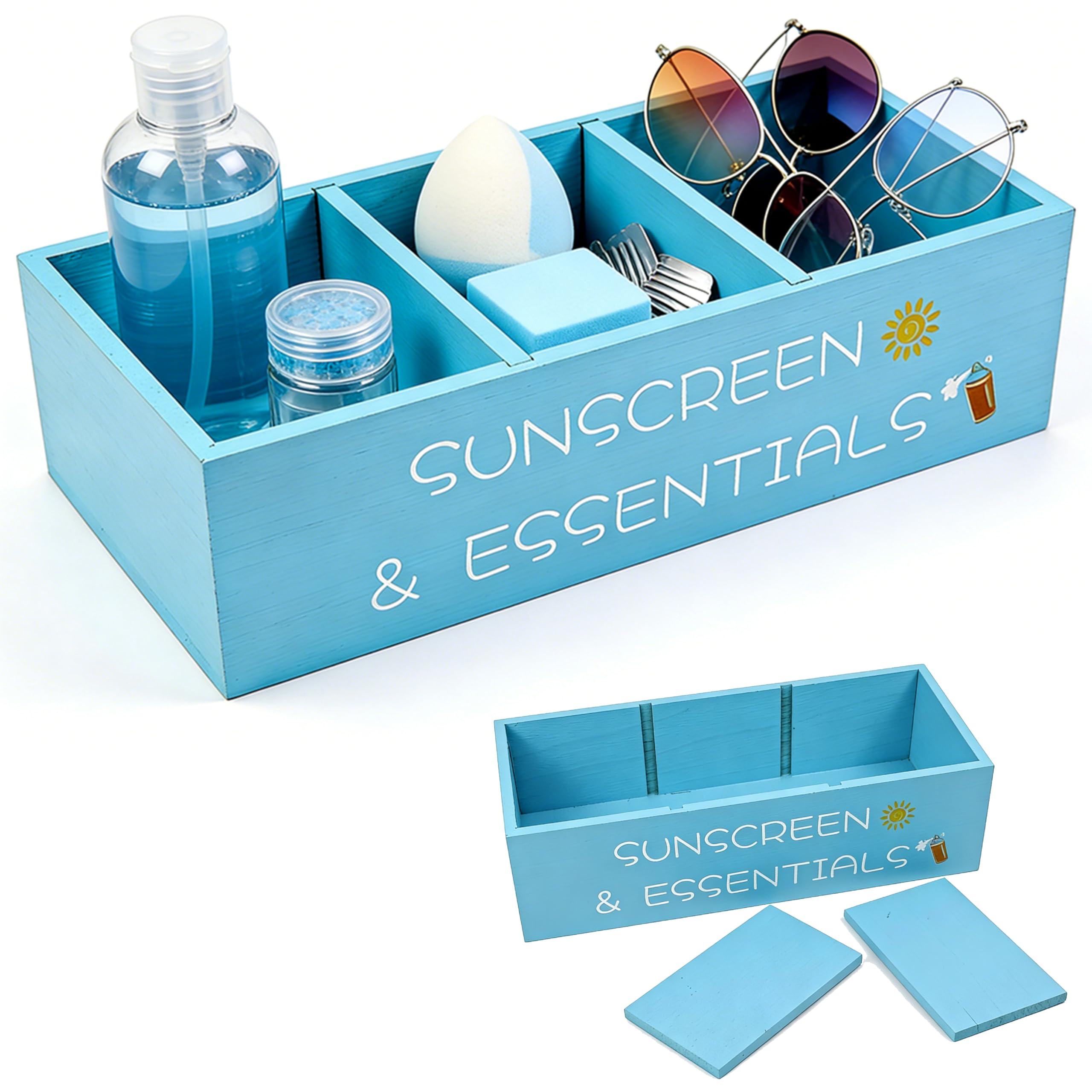 Panier de rangement de plage anti-sable pour protéger lunettes et crème solaire