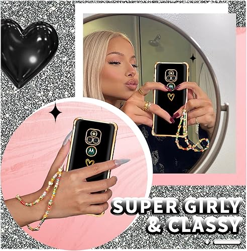 Miniatura 3 de Petitian Funda para Motorola Moto G Play 2021 para mujeres y niñas, con forma de corazón, bonita estética femenina (3 en 1), diseño de corazones de