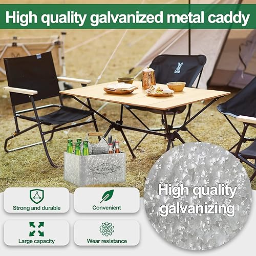 Miniatura 4 de Caja de utensilios de cocina de metal galvanizado para encimera de cocina  Mesa de comedor, mango cómodo con divisores, organizador de