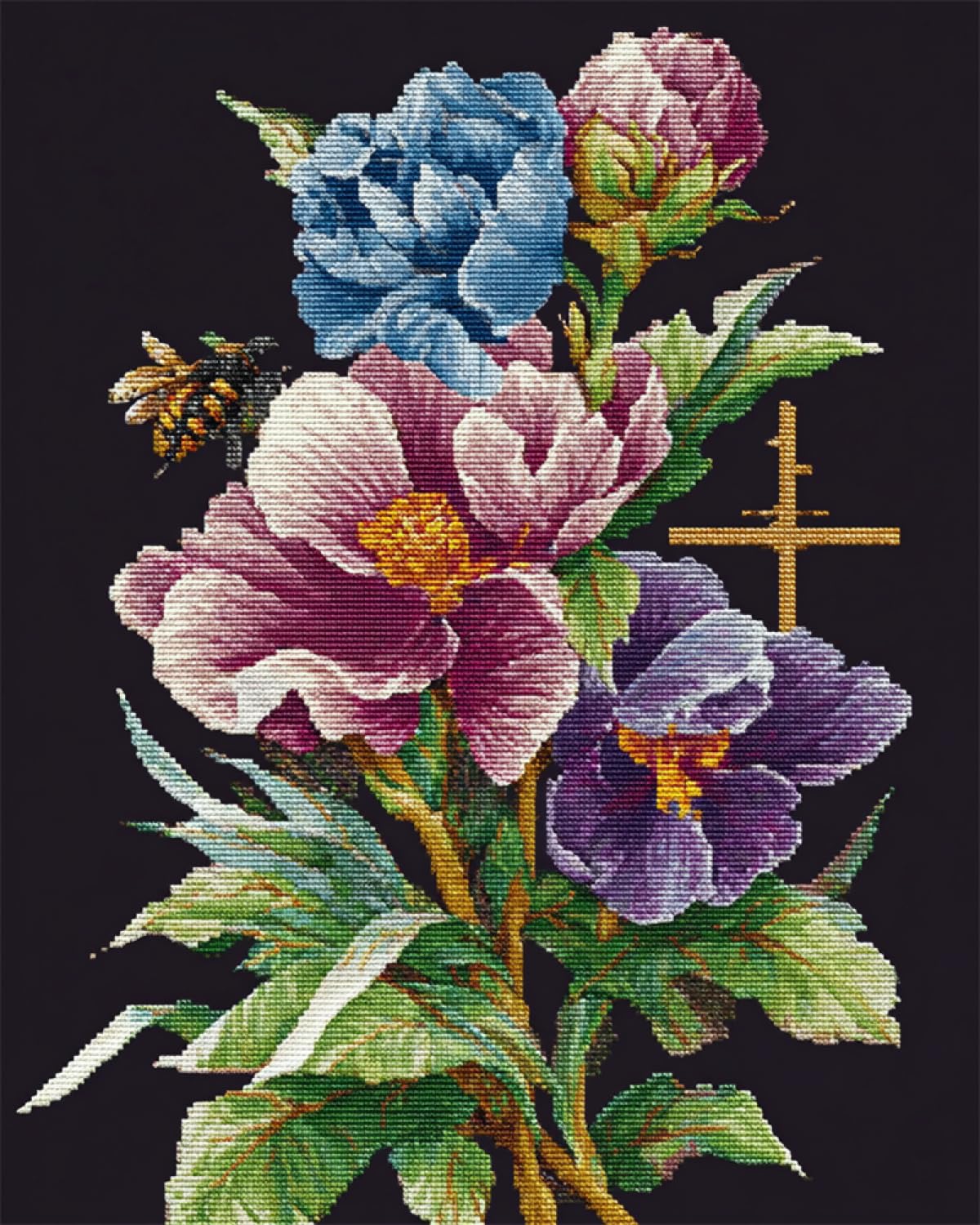 LFYNIORS DIY Perlenstickerei Komplett Set Fantasie-Iris Nadelstich-Set Mit Perlen Und Kreuzstich-Set Mit Buntem Stickgarn Und Perlen 40x50cm