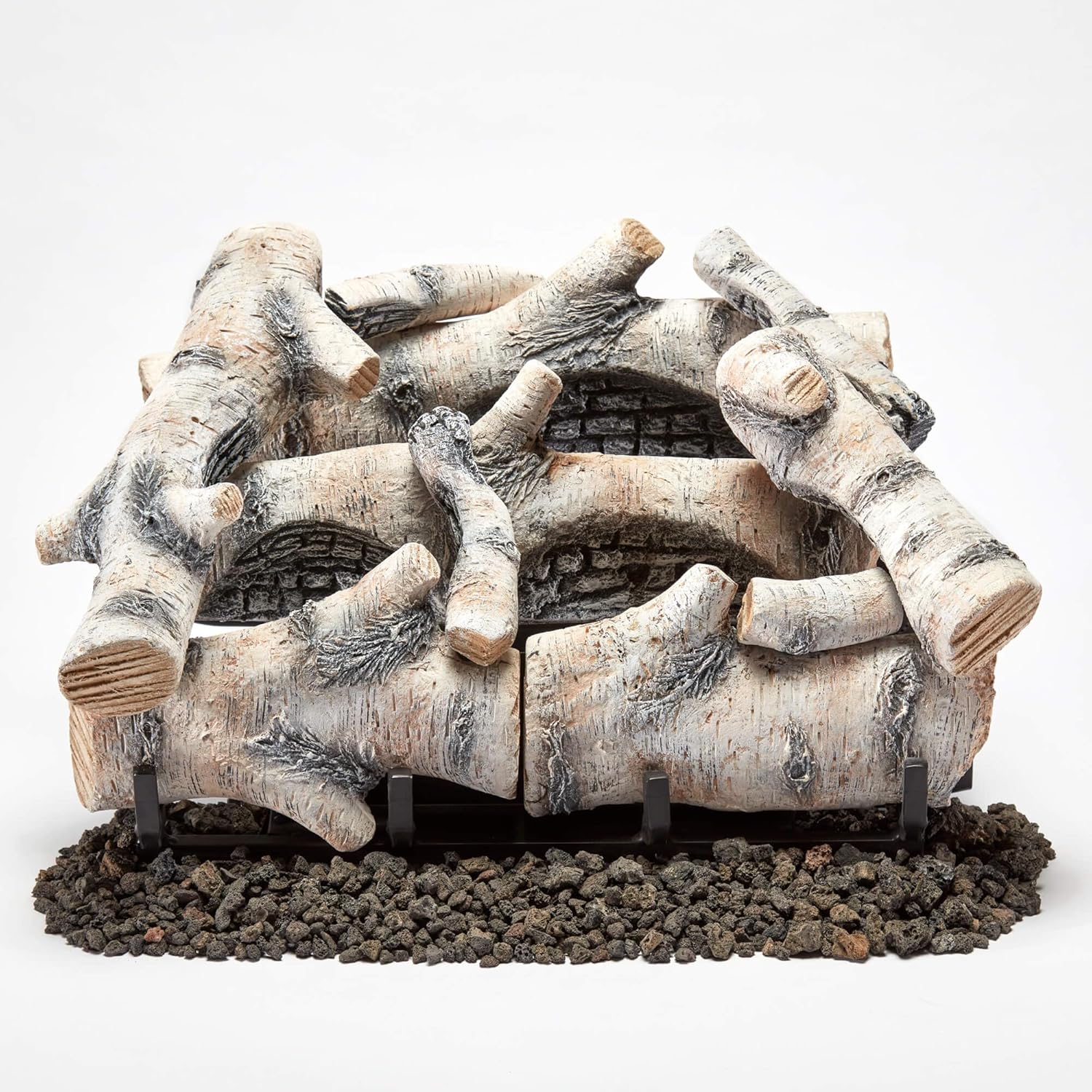 Bluegrass Living Vent Free Dual Fuel Gas Log Set - 18 in. Birch Wood, 30,000 BTU, Remote Control - Model# B18DR-UL3