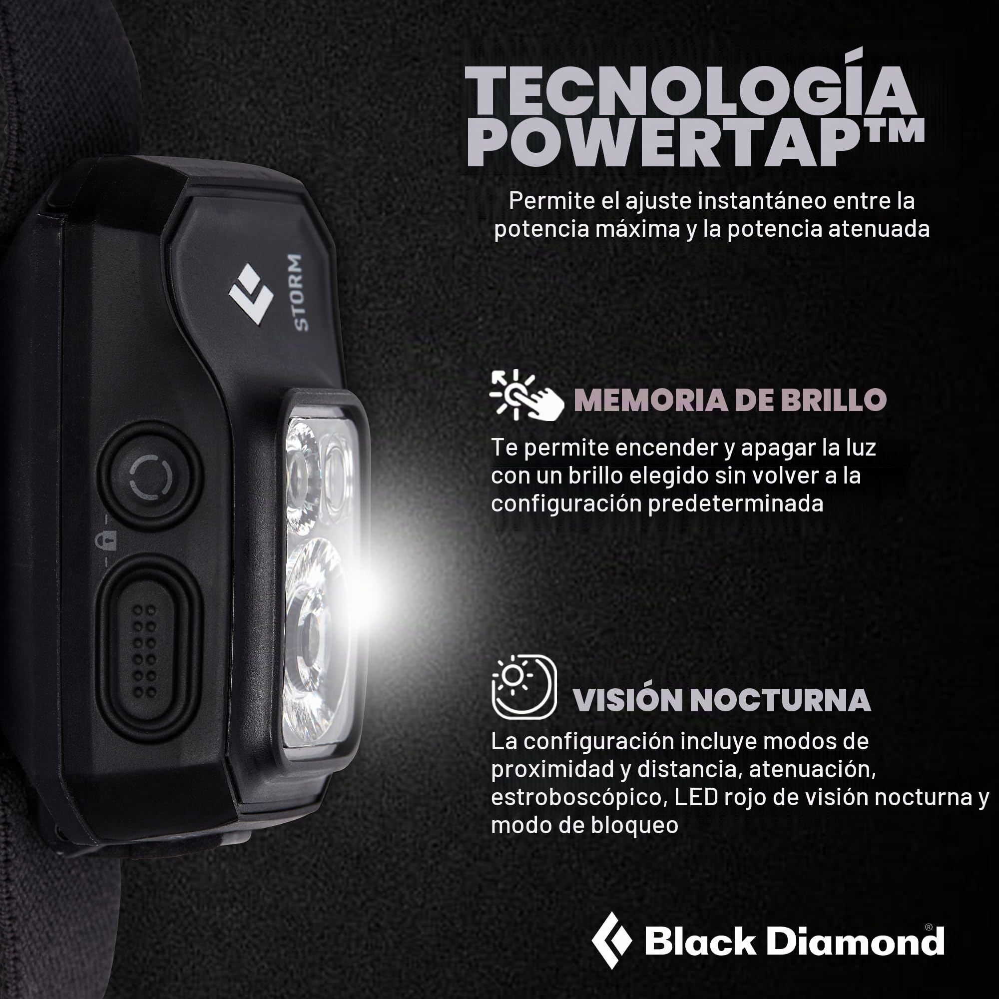 BLACK DIAMOND Equipment Storm 450 - Linterna frontal (negro)