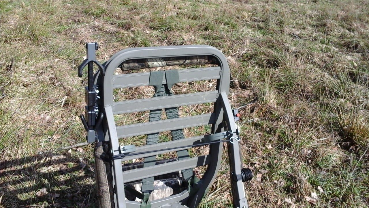Crossbow Holder for Tree Stand, Shotgun and Rifle Holder for 1 Inch or 3/4 Inch Square Tubing on Tree Stand, No Tools Required