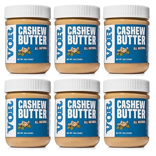 Vör Mantequilla de anacardo natural prémium Solo un ingrediente Vegana, Paleo, Keto, Entero 30 (6 frascos)