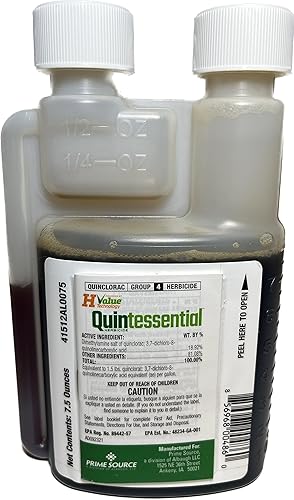 Herbicida Quintessential (7.5 onzas líquidas) por Prime Source - Quinclorac 1.5 L Formulación mejorada, tecnología H-Valor, mata pasto de cangrejo