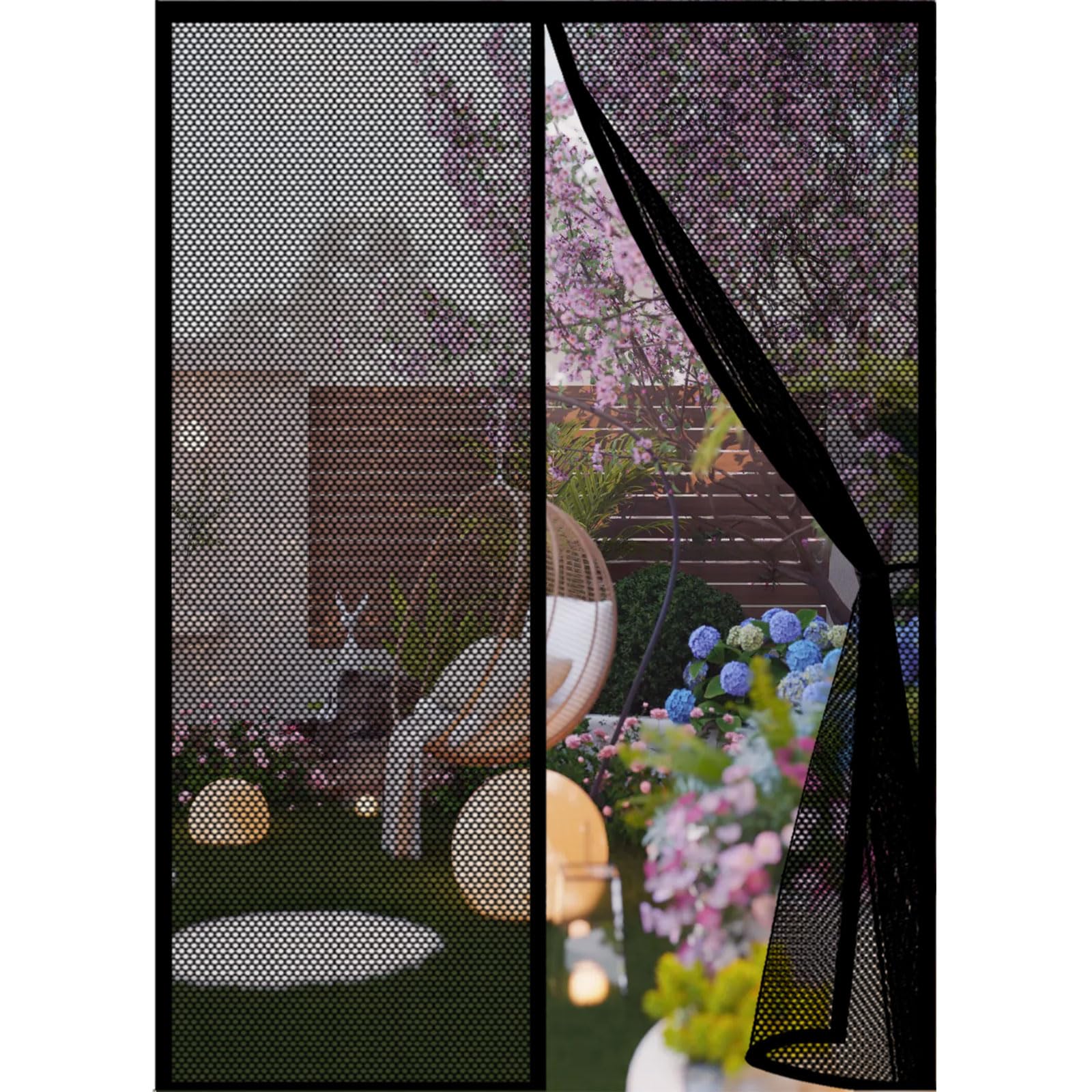 Guojun Black Fly Screens Doors 70 X 182 Cm Powerful Magnets And Full Frame Magic Tape Cat Screen Door Hands Free No Drill Installation For Patio Bedroom Sliding Kitchen,