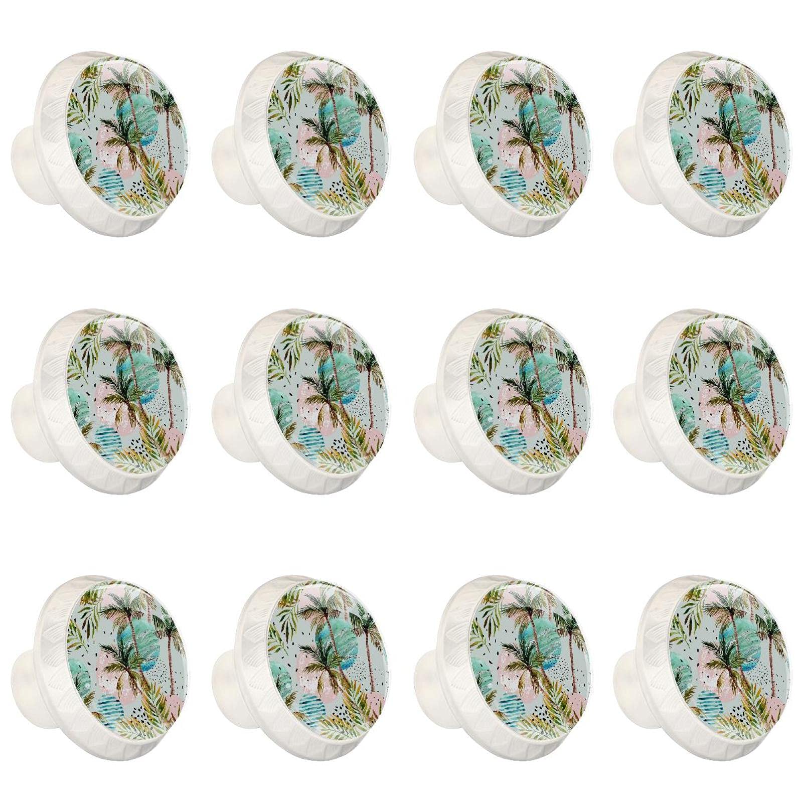 Boutons de cuisine palmier tropical lot de 12 poignées de placard rondes