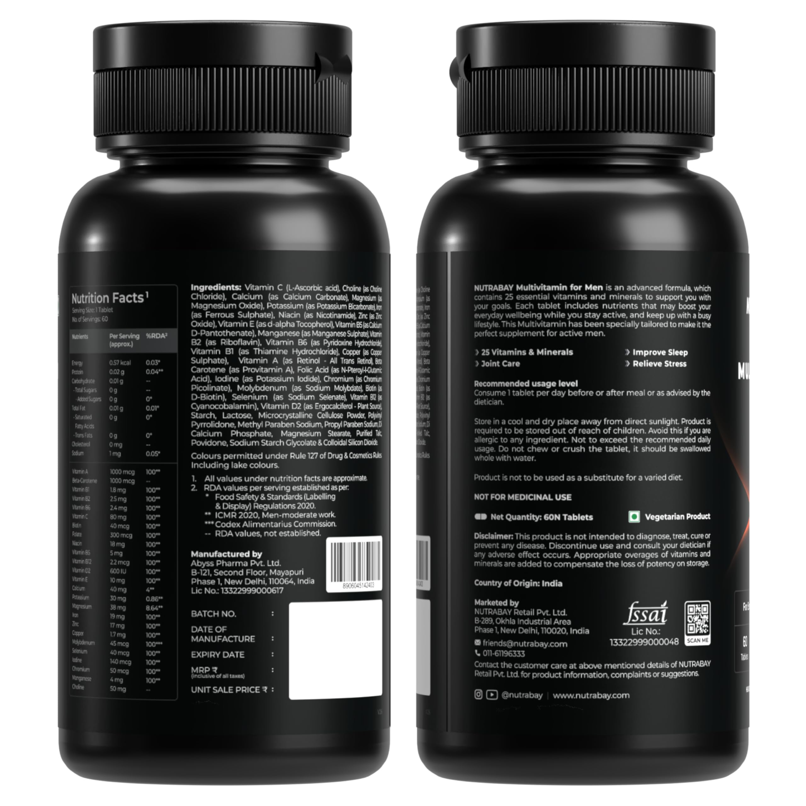 Nutrabay Active Multivitamin for Men with Zinc, Magnesium, Vitamin B,C,A,E – Enhances Energy, Immunity & Better Sleep– 60 Veg Capsules — Amazon image 7