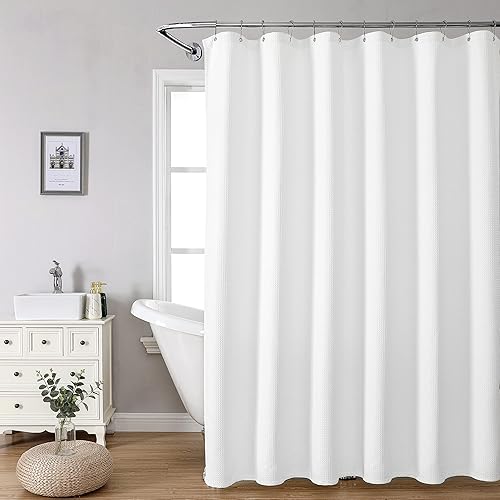 Miniatura 7 de MISS SELECTEX Cortina de ducha de tela de punto gofre mate cortinas de ducha para baño hotel de lujo impermeable 230 GSM tela clásica duradera
